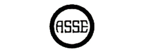 Black circle with capital letters ASSE in the center